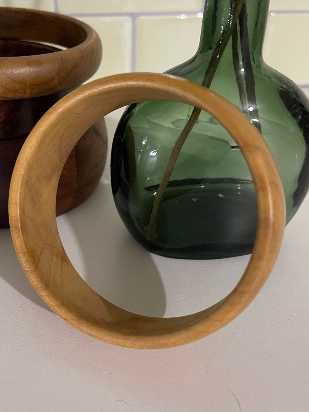 1" wide wooden bangle bracelet - light - Picture 6 of 6